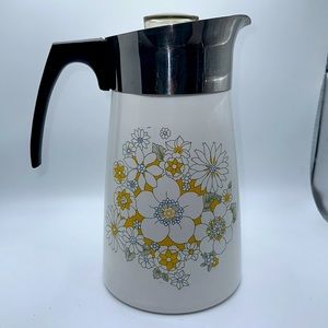 Vintage CorningWare "Floral Bouquet" Stovetop Coffee percolator 10 cup p-149-4